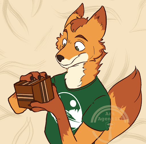 A picture of Remy the fox solving a puzzle